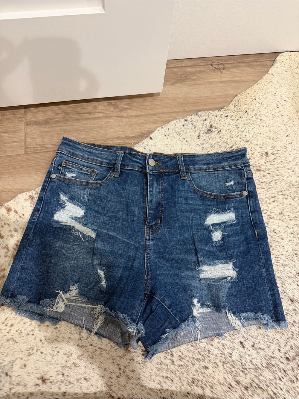 Judy Blue Dark Blue Distressed Denim Shorts